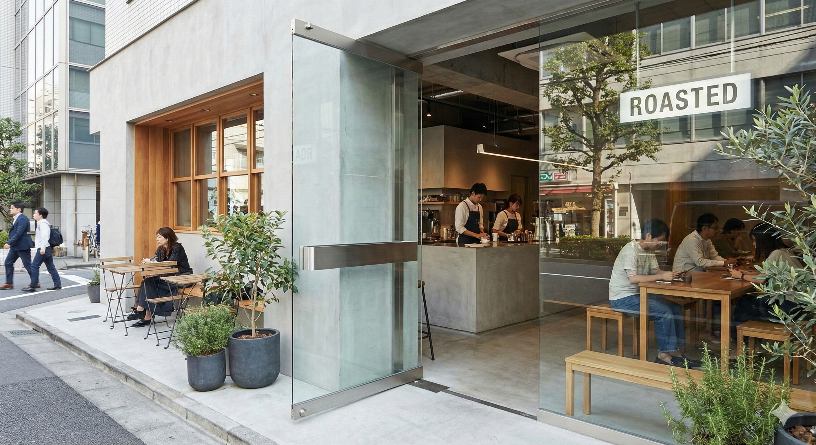 บานสวิงร้านกาแฟ