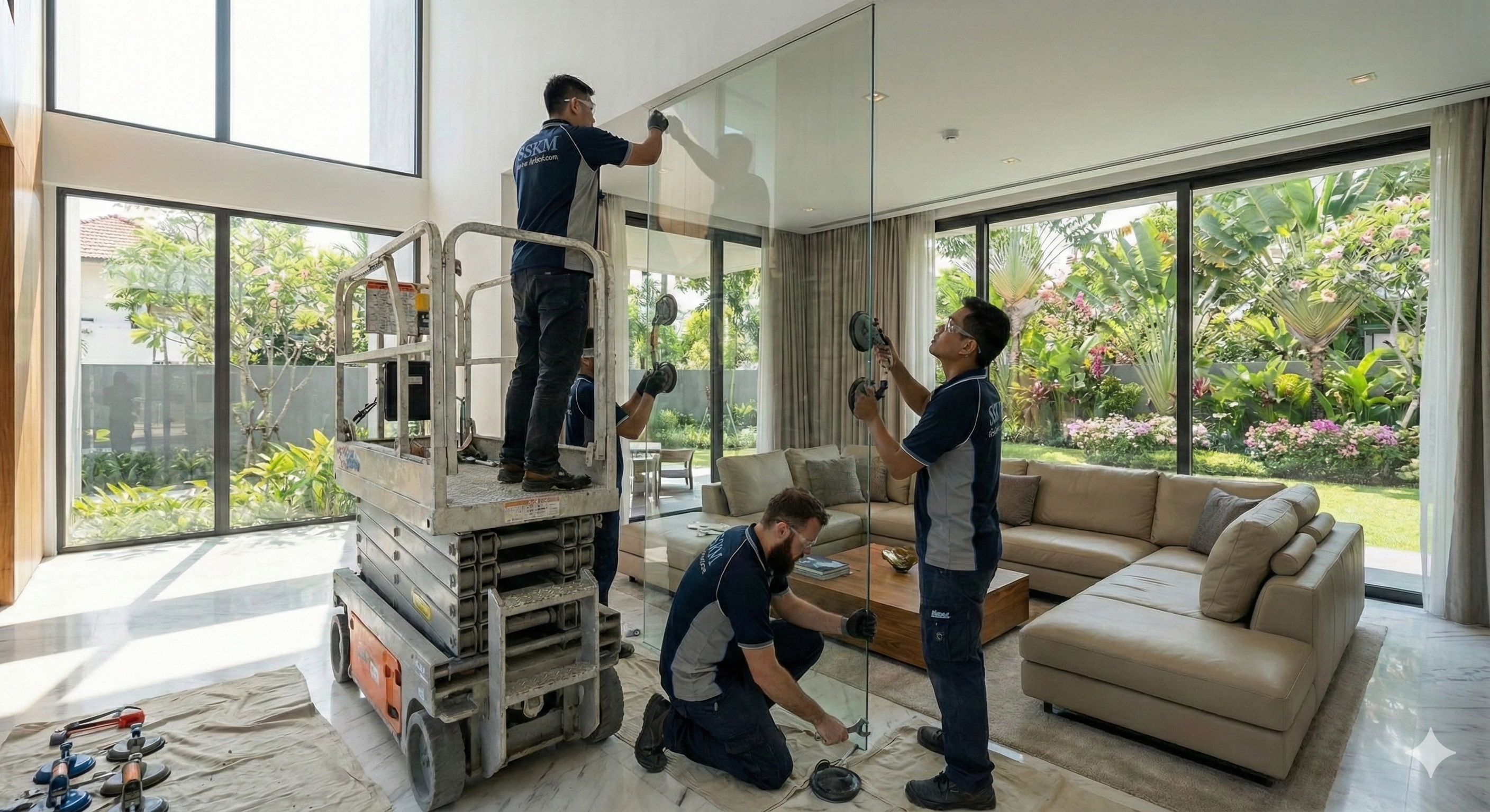 ติดตั้งประตูกระจกบานเลื่อน/บานสวิง