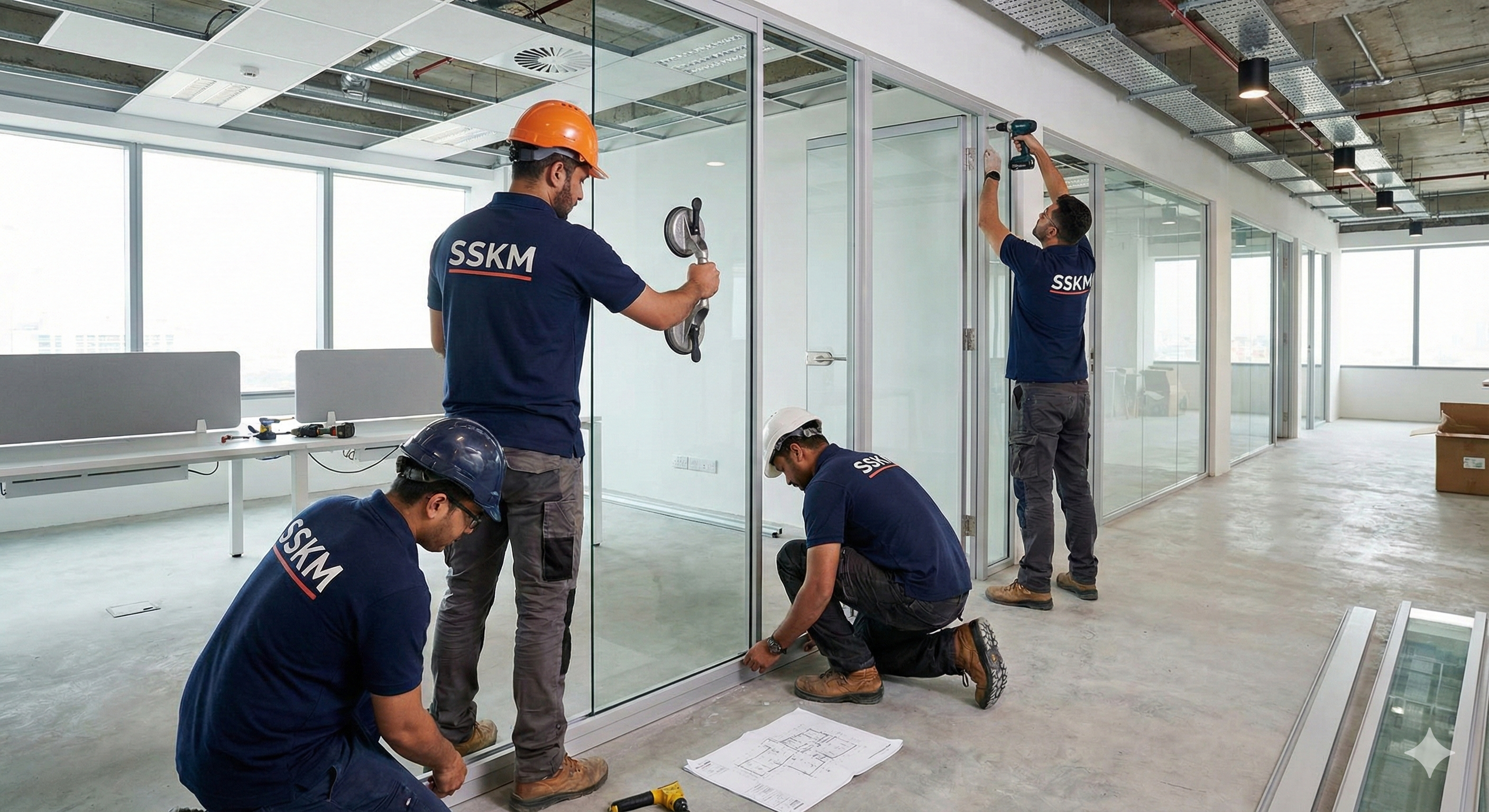 กั้นห้องกระจก/พาร์ทิชั่นสำนักงาน